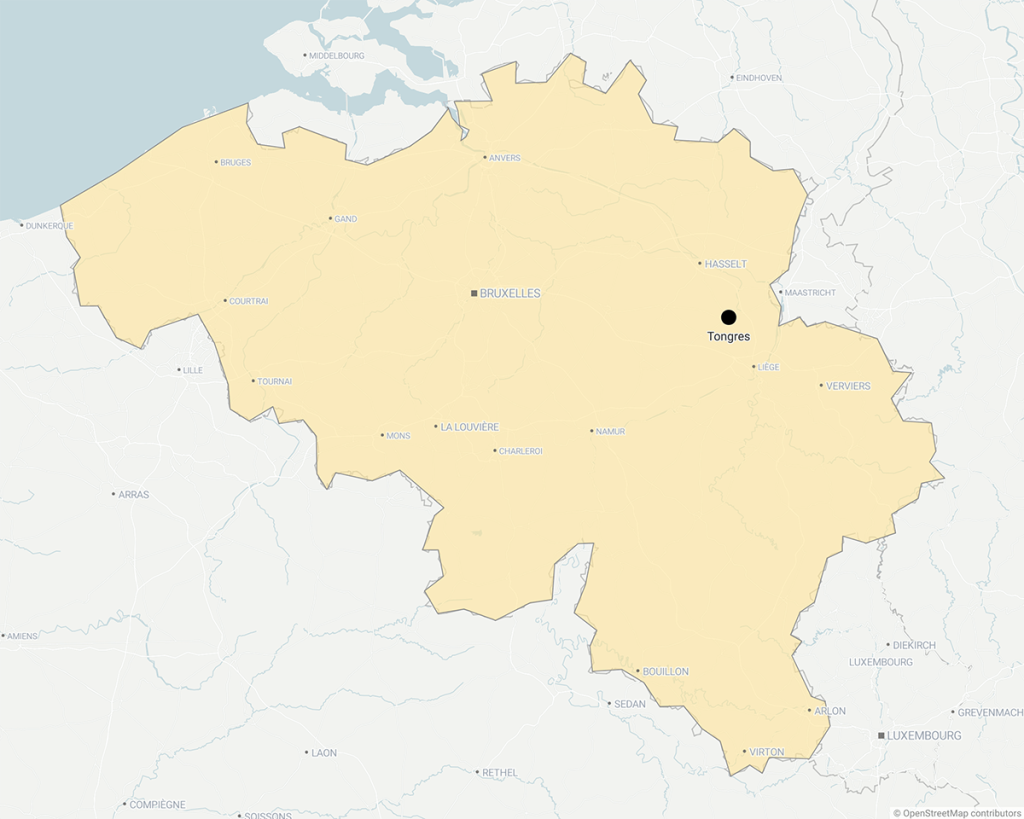 Carte avec localisation de Tongres en Belgique