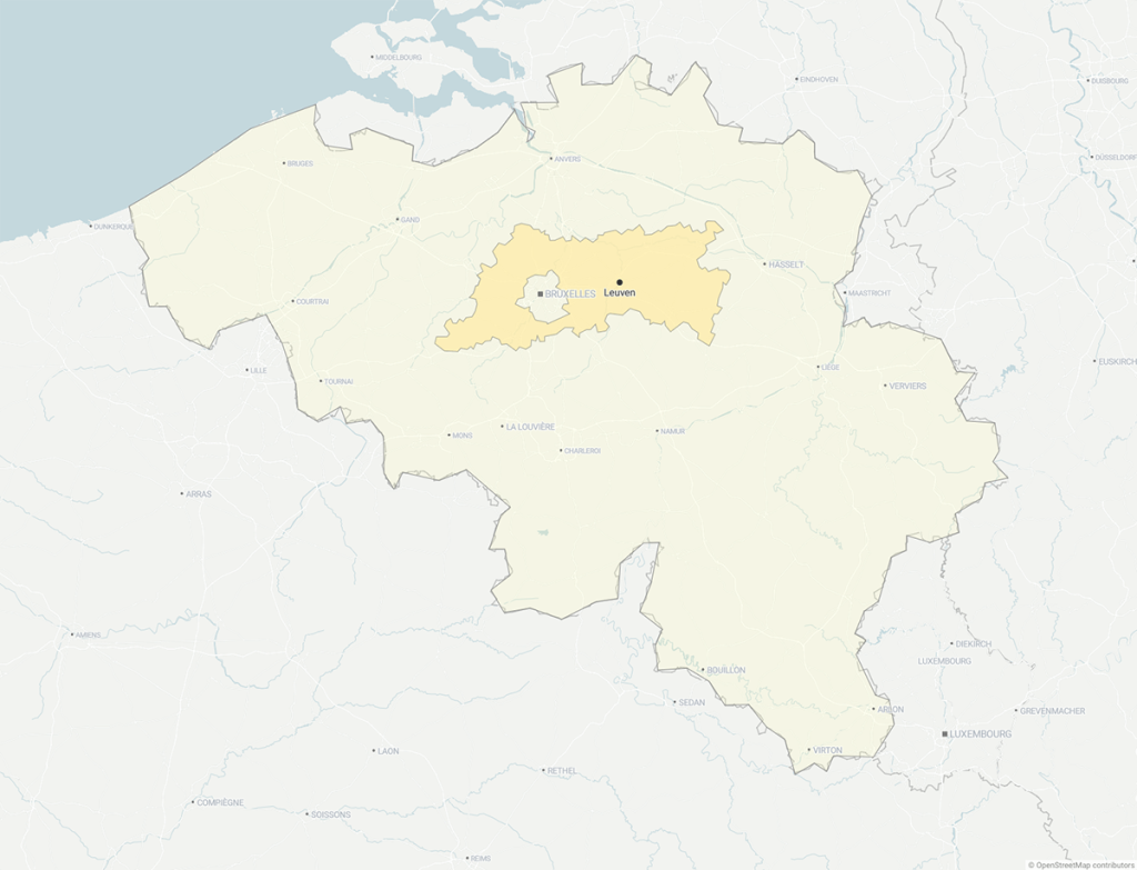 CARTE AVEC LOCALISATION DE BRABANT FLAMAND EN BELGIQUE